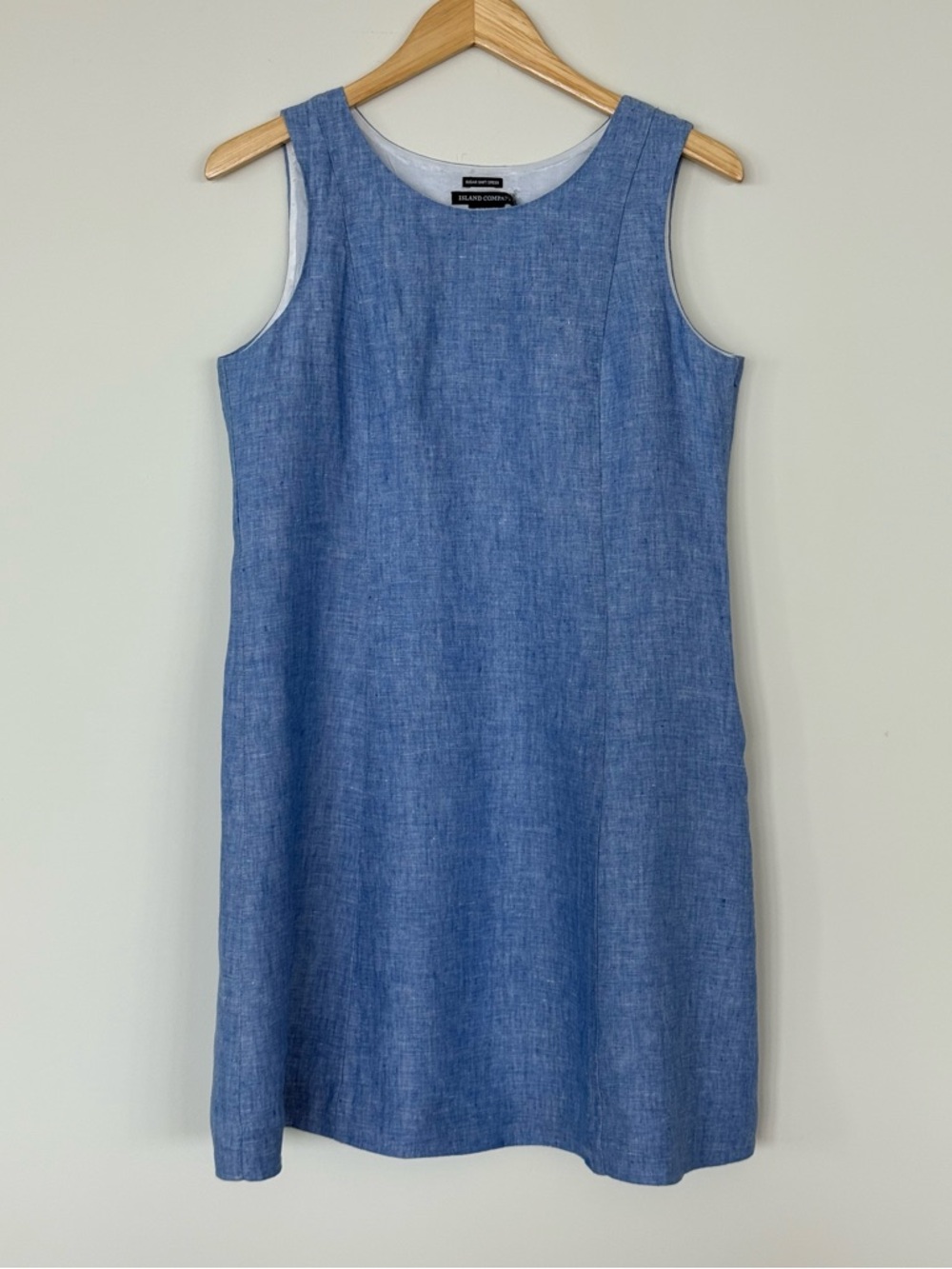 Island Company Sleeveless Sugar Shift Dress in Linen Blue Size Large , NWT